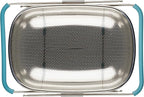 Rachael Ray Tools and Gadgets Over-The-Sink Colander/Strainer, 4.5 Quart, Stainless Steel with Agave Blue Handles