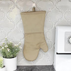 All-Clad Premium Silicone Oven Mitt: Heat Resistant to 500 Degrees - 100% Cotton & Silicone, 14"x7" Pot Holder for Kitchen and Barbeque, (1-Pack), Cappuccino