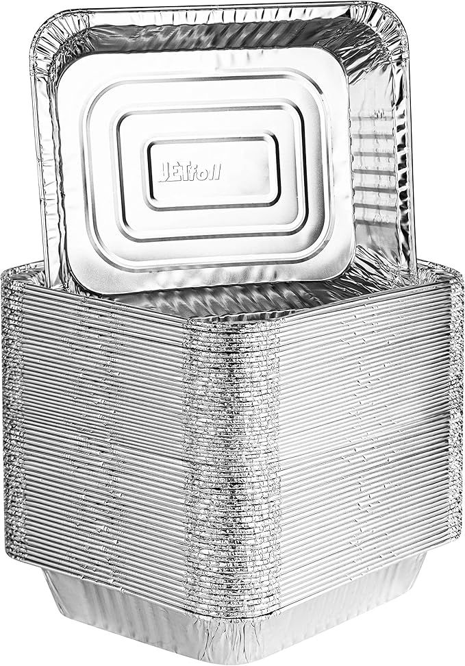 PLASTICPRO Disposable 9 x 13 Aluminum Foil Pans Half Size Deep Steam Table Bakeware - Cookware Perfect for Baking Cakes, Bread, Meatloaf, Lasagna (100)