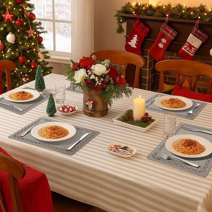 Placemats Set of 6, Heat Resistant & Waterproof Table Mats for Dining, Non Slip Scratch Proof Place Mats for Kitchen, Easy to Clean - Outdoor,Indoor Use（17x12 Inch）