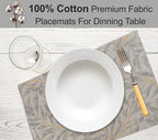 Ruvanti Placemats 100% Cotton 13x19 Inch, Dining Table Placemats Set of 6, Modern Place Mats for Dining Table Decor, Kitchen & Table Linens, Coffee Mat for Christmas Dinners - Leafy