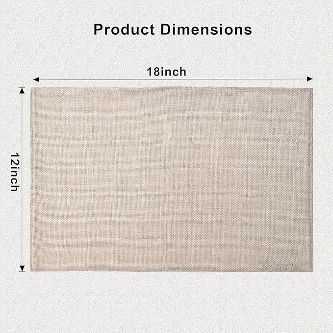 Cloth Placemats Set of 6 - Easy to Clean Fabric Table Placemats - Machine Washable Placemats- Heat Resistant Non-Slip Table Mats (Light Linen, 6)