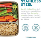U Konserve Stainless Steel Rectangle Divided Food Storage Bento Box Container, Leak Proof Silicone Lid Dishwasher Safe - Plastic Free, (28oz Cosmic Blue)