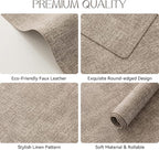 Romanstile Vinyl Placemats Set of 4-12 X 18 Inch - Heat Resistant Place Mats 100% Waterproof Oilproof Wipeable Reversible Faux Leather Table Mats for Kitchen/Dining/Party/Outdoor, Khaki