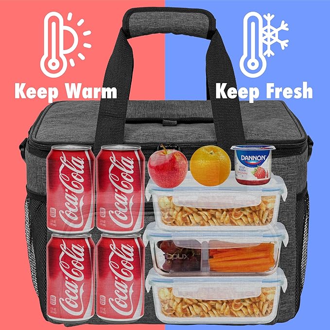 OPUX Soft Cooler Bag, Insulated Collapsible Lunch Cooler Tote for Men Work Camping Beach Travel, Portable Soft Sided Leakproof Waterproof Large Lunch Bag Box with Shoulder Strap 40 Cans, Charcoal Gray