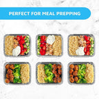 MontoPack Disposable Takeout Pans with Clear Lids | 1lb Capacity Aluminum Foil Food Drip Containers with Strong Seal for Freshness & Spill Resistance | Earth, Eco-Friendly & Recyclable 100Pack 5x4”