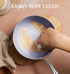 KOCH SYSTEME CS Nonstick Sauce Pan with Lid, 1 Quart Saucepan with Lid, 1 QT Nonstick Ceramic Small Sauce Pan with Stainless Steel Handle, Non-Toxic Ceramic Saucepan, Oven Safe, Purple