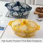 Ceramic Casserole Dish With Lid, Casserole Dishes for Oven, Baking Dish Lasagna Pans For Cooking, Oval Baking Pan, Dutch Oven, Perfect for Bread Baking and Serving, Housewarming, Thanksgiving - Blue