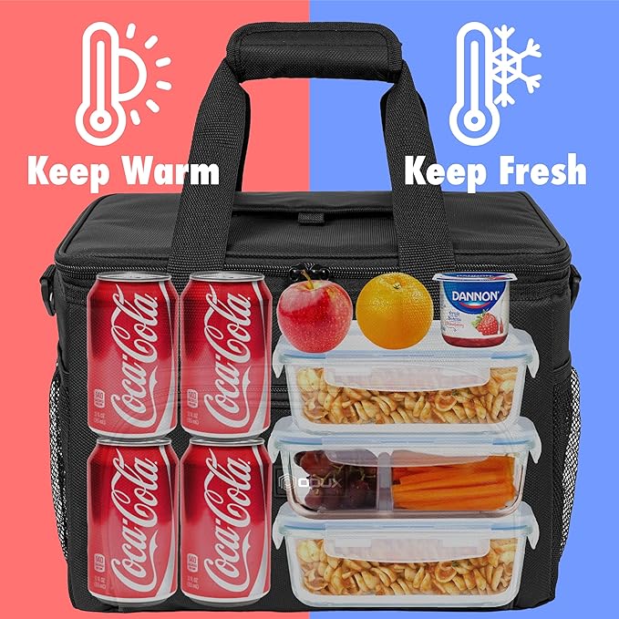 OPUX Soft Cooler Bag, Insulated Collapsible Lunch Cooler Tote for Men Work Camping Beach Travel, Portable Soft Sided Leakproof Waterproof Large Lunch Bag Box with Shoulder Strap 40 Cans, Black