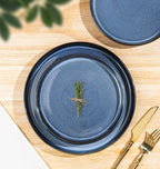 TheTerra Ceramic Dinnerware Sets for 6, 18 Pieces Porcelain Lightweight Speckled Plates and Bowls Sets, Scratch Resistant Dish Set, Oven & Microwave & Dishwasher Safe, Starry Blue