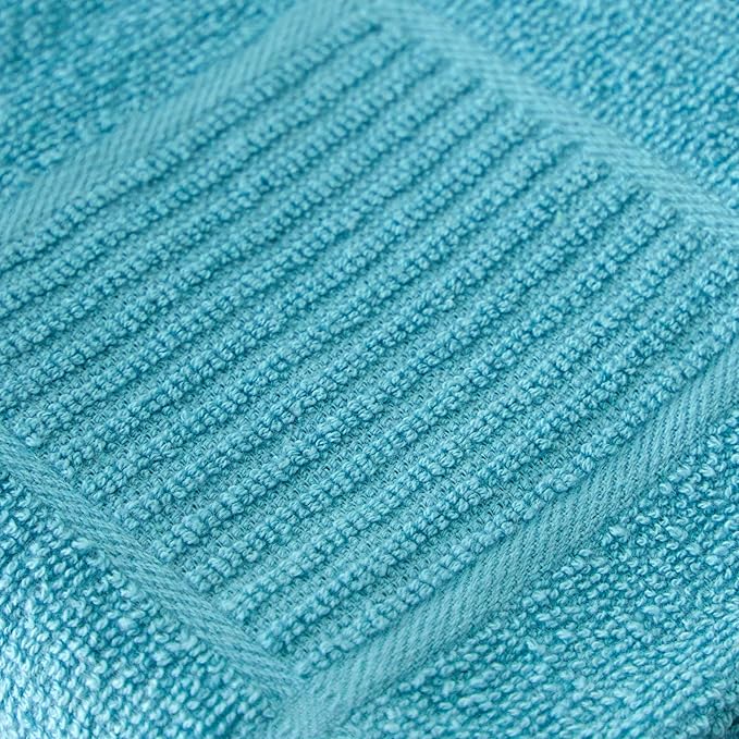 T-fal Solid & Checked Parquet Kitchen Towels: Highly Absorbent, Super Soft Long Lasting - 100% Cotton, 16"x26" Dish Towels for Cleaning & Drying Dishes, Pans, Glassware, or Countertops, 2-Pack, Breeze