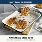 GreenPan Bakeware 13" x 9" Quarter Sheet Pan, Ceramic Nonstick Baking Pan, PFAS & BPA Free, Gold Handles, Durable Steel, Versatile & Space Saving Ovenware, Freezer to Oven Dish, Oxford Blue