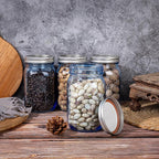 WELLIFE Wide Mouth Mason Jars,4 Pack Blue Mason Jars 32 OZ,Mason Jar for Decor Canning & DIY Crafts,Food Storage,Fermenting,Pickling,Meal Prep