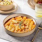 GBHOME 9'' Large Ceramic Pasta Bowls, 32oz Stoneware Pasta Serving Bowls Set of 4 for Kitchen, Wide Bowls for Fruit,Pasta,Salad,Oatmeal,Meal, Microwave Safe, Reactive Glaze-Warm Sand