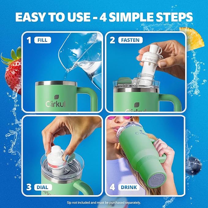 Cirkul 40oz. Eucalyptus Stainless Steel Tumbler with Handle, All-Day StrawSip™, Double-Wall Insulated