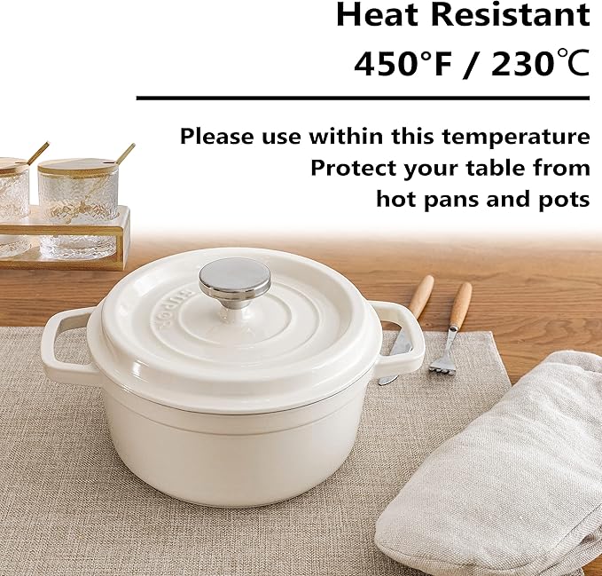 Home Brilliant Burlap Linen Placemats Set of 6 Plate Mats Heat Resistant Dining Table Cloth Placemats Washable Kitchen Table Mats for Holiday Dinner, 13x19 inch, Light Linen