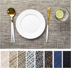 LEXMORE Placemats Set of 6 Vinyl/Plastic Woven Place Mats for Kitchen Table Indoor/Outdoor Washable Placemat Wipeable Dining Table Mats(Cappuccino)