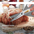 KitchenAid All Purpose Kitchen Shears with Protective Sheath Durable Stainless Steel Scissors, Dishwasher Safe, Soft Grip Comfort Handle, 8.72 Inch, Gray