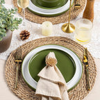 AmorArc Ceramic Plates Set of 6, 8.0 Inch Round Stoneware Salad Plates Use for Dessert, Salad, Appetizer etc,Microwave and Dishwasher Safe, Scratch Resistant Small Deep Dinner Plates-Light Green