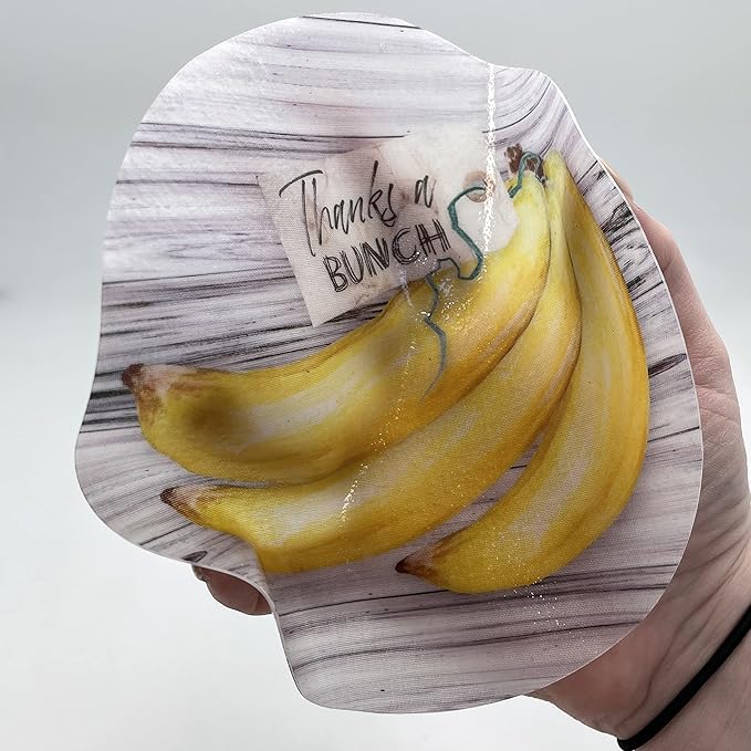 Andreas Silicone JO-GGBA Non-Slip 6.25" Jar Opener, Easy Lid Opener, Made with Silicone and Fabric, Dishwasher Safe, Garlic Peeler, Thank you Banana, 6.25 inch