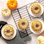 Baker's Secret Nonstick for Fluted Cake Pan, Heavy Duty Die Cast Aluminum Fluted Cake Baking Pans, 2 Layers Non-stick Coating For Easy Release - Cast Aluminum Collection (4mini joys)