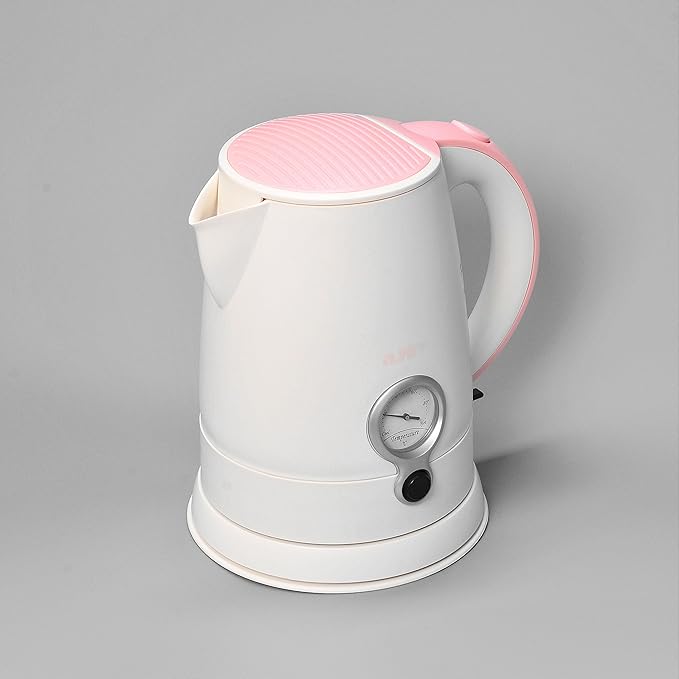 aJOY Professional Designer Series 1.7L Cordless Electric Kettle, BPA Free, 360 Degree Conceal Heating Element, Overheat Protection Control (Ivory-Pink)