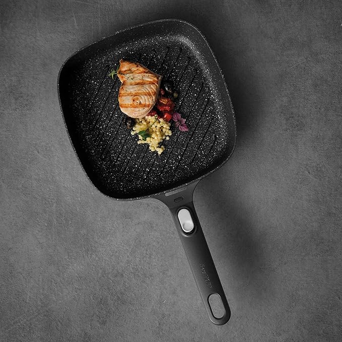 BergHOFF GEM 9Pc Non-stick Cookware Set, Best for Glass Top Cooktop and Gas Stove, Black