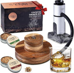Acacia Whiskey Smoker Kit with Smoking Gun and Wood Chips (Apple & Cherry) - Drink Smoker Kit - Cocktail Smoke Set - Whiskey Gifts for Men