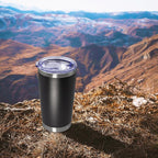 20 oz Tumbler Coffee Tavel Tumblers Bulk with Lid Stainless Steel Double Wall Vacuum Insulated Mug Powder Coated Cups fit Car Cupholder for Hot and Cold - Black, 8Pack