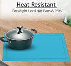 Ruvanti Linen Placemats Set of 6-13x19 Inch, Classic Hemstitch, Heat ‎Resistant Machine Washable Place Mats, Soft & Elegant- Perfect for Christmas, ‎Thanksgiving, Easter, Weddings, Dinner - Blue