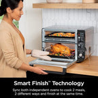 Ninja DCT451 12-in-1 Smart Double Oven with FlexDoor, Thermometer, FlavorSeal, Smart Finish, Rapid Top Convection and Air Fry Bottom , Stainless Steel