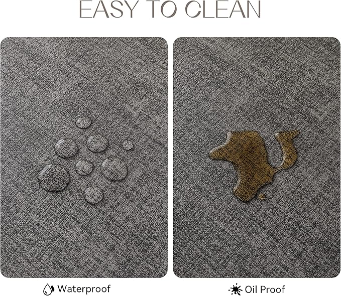 Romanstile Vinyl Placemats Set of 12-12 X 18 Inch - Heat Resistant Place Mats 100% Waterproof Oilproof Wipeable Reversible Faux Leather Table Mats for Kitchen/Dining/Party/Outdoor, Dark Grey