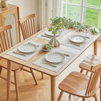 Softalker Faux Linen Placemats Set of 12-12 x 18 Inch, Heat Resistant Double Layered Durable Burlap Farmhouse Place Mats, Non-Slip Washable Rustic Table Mats for Dining, Kitchen, Party（Cream