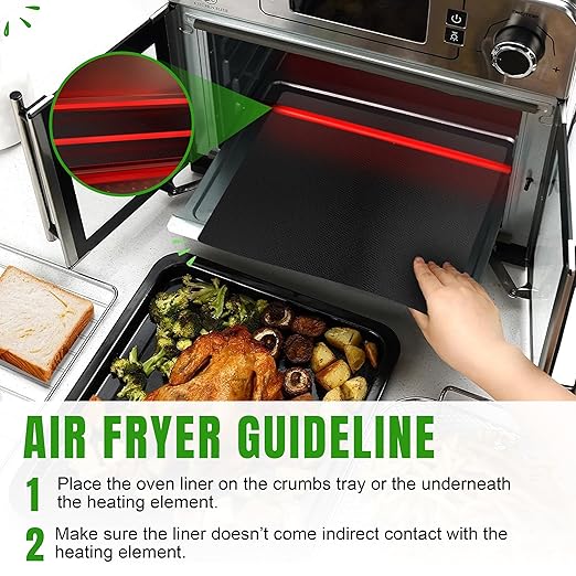 Toaster Oven Liners Reusable for Ninja Air Fryer Bottom Heat Resistant Mat 3 Pack, Compatible with Cuisinart Air Fryer Toaster Oven 12"x12" Airfryer Liner, Heavy Duty Nonstick Square Mats