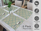 Ruvanti Placemats 100% Cotton 13x19 Inch, Dining Table Placemats Set of 6, Modern Place Mats for Dining Table Decor, Kitchen & Table Linens, Coffee Mat for Christmas Dinners - Linear