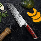 Damascus Santoku Knife, 7 Inch Professiona Kitchen Knife, Damascus Super Steel Ultra-Sharp Santoku Chef Knife with Ergonomic G10 Handle