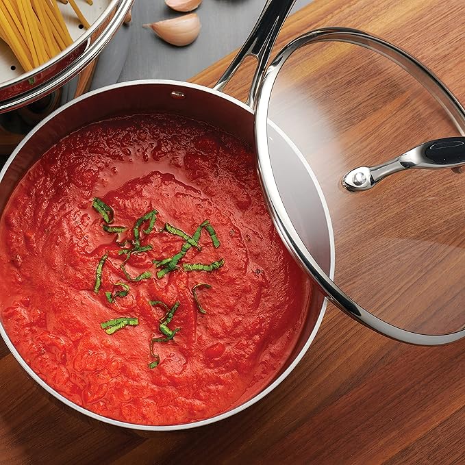 Tramontina Tri-Ply Clad Stainless Steel 8-Piece Cookware Set with Glass Lids, Pots and Pans Kitchen Set, Induction-Ready, Dishwasher-Safe, NSF-Certified