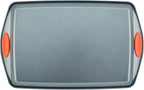 Rachael Ray 55673 Nonstick Bakeware Set with Grips includes Nonstick Bread Pan, Baking Pans and Cake Pans - 5 Piece, Gray with Orange Grips