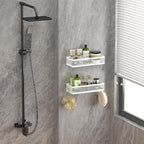 PUSDON Hanging Storage Baskets Organizer Wall Mount, Metal Wire Storage Bin Rack for Kitchen Bathroom Shower Spice Shelf Home Decor Essentials White-2 Packs (Netting)