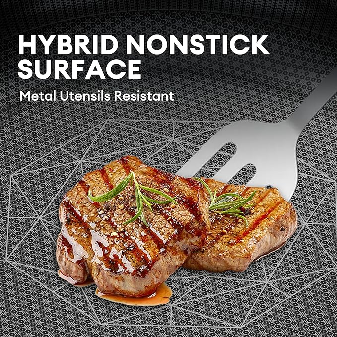 COOKER KING 3.6 Quart Stainless Steel Saute Pan with Lid, 11 Inch Hybrid Nonstick Deep Saute Pan, Tri-Ply Clad Even Heat Distribution, Dishwasher-Friendly,Oven Safe to 500°F, Induction Compatible