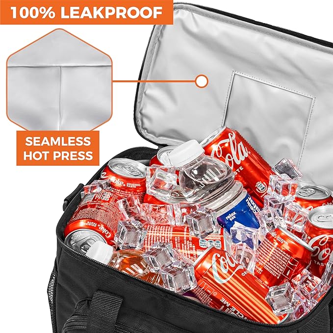 OPUX Soft Cooler Bag, Insulated Collapsible Lunch Cooler Tote for Men Work Camping Beach Travel, Portable Soft Sided Leakproof Waterproof Large Lunch Bag Box with Shoulder Strap 30 Cans, Black