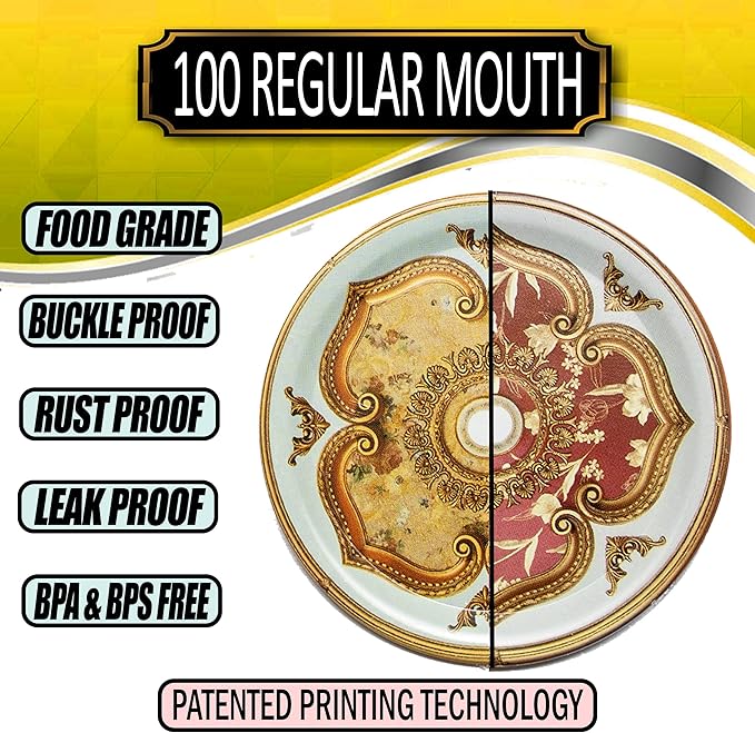 Supa Ant Canning Lids Regular Mouth (100pcs) Decorative Tin Canning Lids Regular Mouth (Versailles) Buckle Proof and Rust Proof - Perfect Fit Can Lid for Mason Jars Canning Supplies