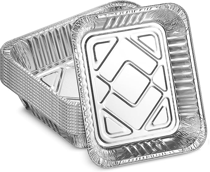 MontoPack Aluminum Foil Pans Half Size Roasting Chafing Pan | Bulk 10 Pack of 9x13 Tins for Cooking, Baking & Catering | Heavy Duty Disposable Cookware Steam Table Trays for Buffet & Food Prepping