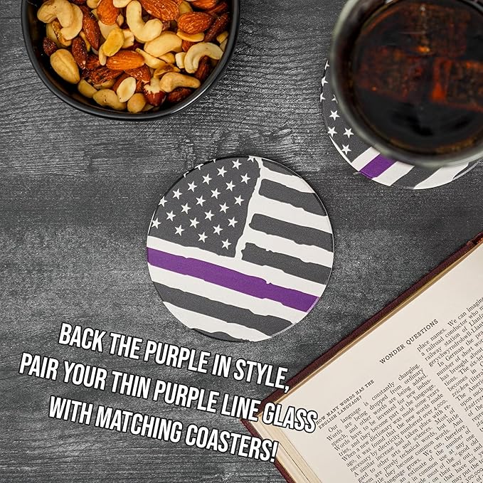 Blue Ridge Mountain Gifts - Thin Purple Line Whiskey Glass - Personalized Security Professional Glass, Security Officer Appreciation, Purple Line Merch, Custom Barware