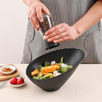 Bamboo Fiber Salad Bowls, 4 Packs Compostable 33 Ounce Elegant Black Angled Bowls for Salad, Pasta, Soup, Prep, Ideal for Home and Restaurant (Black, 9.5Inch)