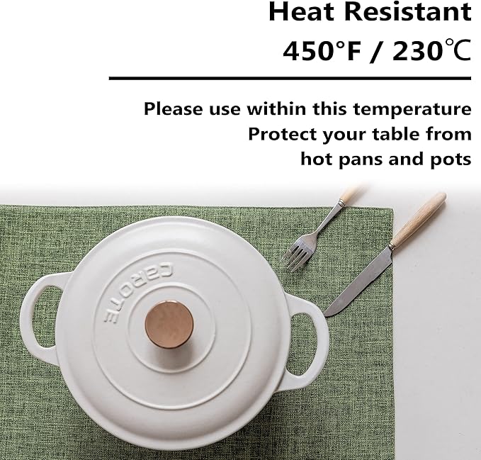 Home Brilliant Linen Cloth Placemats Set of 8 Heat Resistant Dining Table Place Mats Table Mat Kitchen for Wedding Holiday Parties Decor, Green