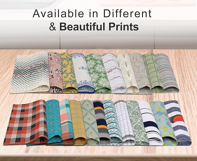 Ruvanti Placemats 100% Cotton 13x19 Inch, Dining Table Placemats Set of 6, Modern Place Mats for Dining Table Decor, Kitchen & Table Linens, Coffee Mat for Christmas Dinners - Stripes