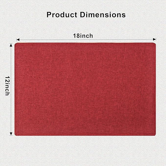 Red Christmas Placemats Set of 6 - Festive Easy to Clean Linen-Style Fabric Table Mats - Machine Washable & Heat Resistant Non-Slip Design for Thanksgiving and Holiday Dining (Wine Red, 6)
