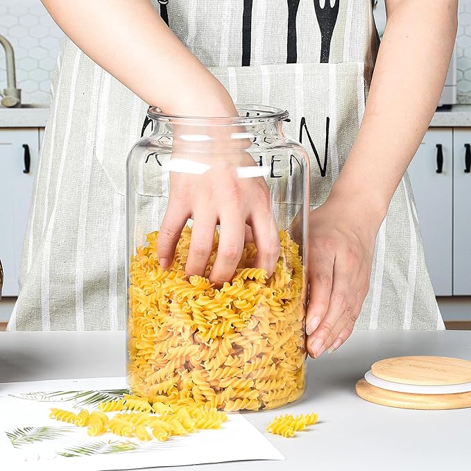 100 FL oz Unbreakable Apothecary Jars with Airtight Bamboo Lids, Thickened Plastic Food Storage Containers, Kitchen Canisters for Storage Flour, Cereal, Dog Food, Cookie, Sugar, etc