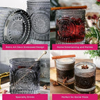 Kate Aspen Ribbed Retro Arch Floral Smoke Grey Drinking Glasses Set of 6, (10 oz) Vintage Glassware Set Cocktail Glass Set, Juice Glass, Water Cups | Hostess Gift & Present for New Home Owners